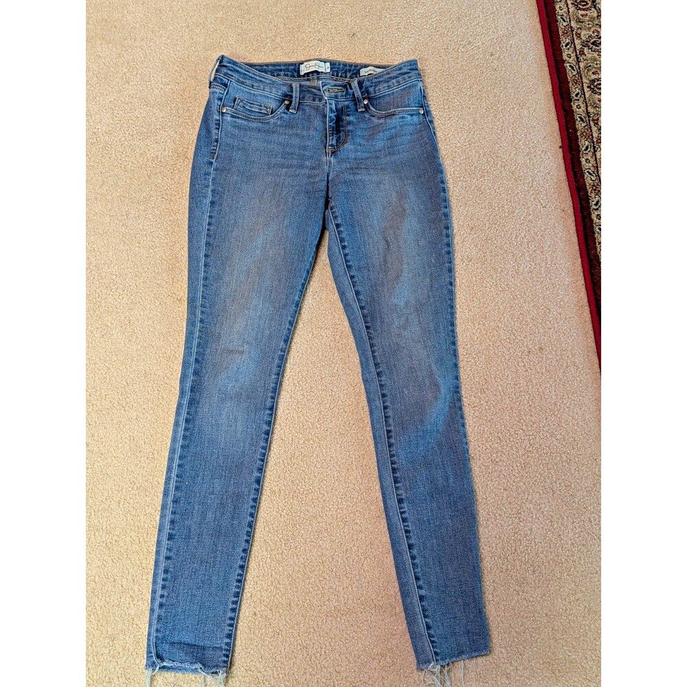 Jessica Simpson Blue Medium Wash Skinny Jeans Slim Fit Stretch 5-Pocket raw edge